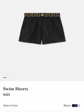 Versace Black Swim Shorts with Gold Greek Key Waistband